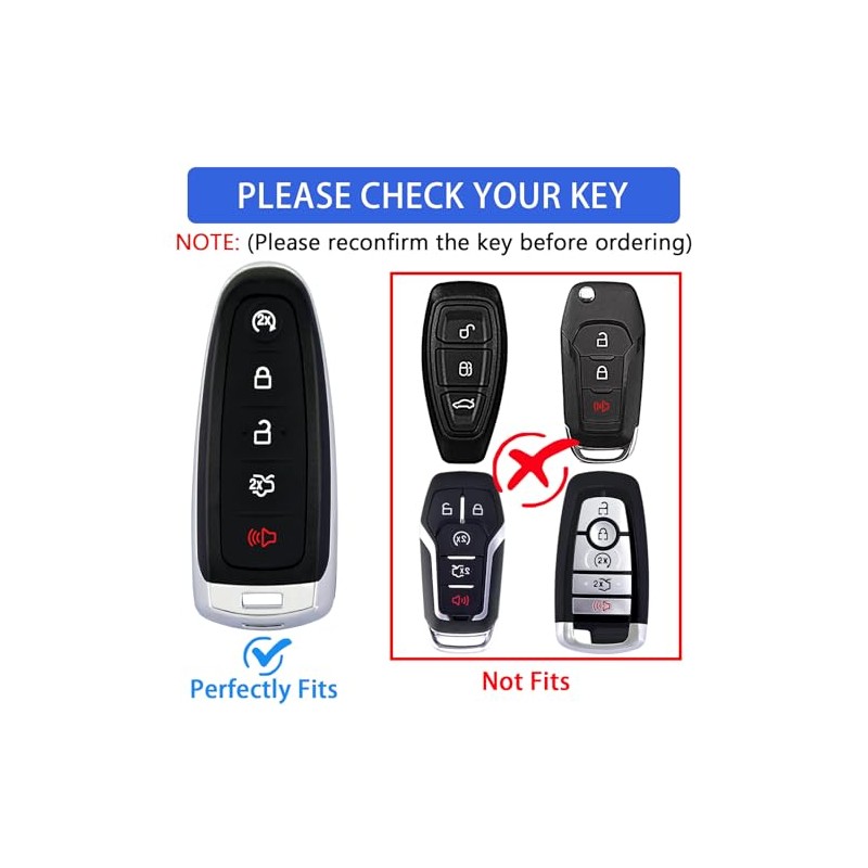 Premium TPU Key Fob Cover for Ford Vehicles with Keychain