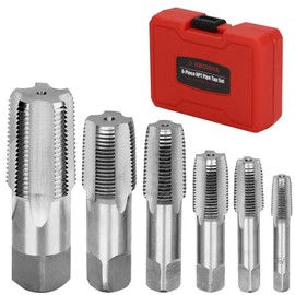 KBOISHA 6-Piece NPT Pipe Tap Set, Carbon Steel NPT Thread Forming Tap Sizes 1/8", 1/4", 3/8", 1/2", 3/4", and 1"