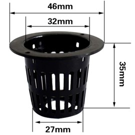 SCGEHA Hydroponic Cultivation Pot Seedling Kit, Pot, Sponge Set, Black, Height 1.4 inches (35 mm) (30 Pieces)