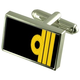 Royal Navy Insignia Rank Commander Cufflinks with pouch