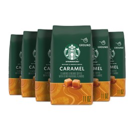 Starbucks Ground Coffee, Caramel Flavored Coffee, Naturally Flavored, 100% Arabica, 6 bags (11 oz each)