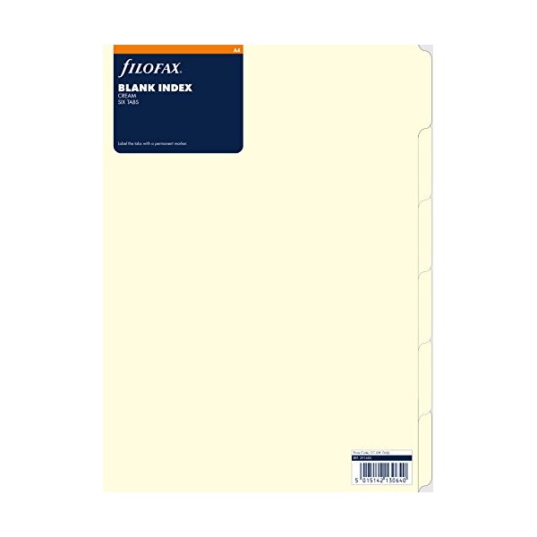 Filofax A4 Blank Index - Cream (6 Tabs)