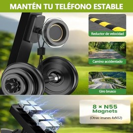 Soporte Magntico Celular con Dos Anillos Metlicos,Soporte Celular Tiene Funcin Rotacin de 360,Ambos Lados de La Base Soporte Magntica Poseen un...    