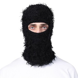 Clape Fuzzy Ski Snow Mask Distressed Balaclava Beanie Full Face Mask Knitted Yeat Sheisty Mask Windproof Winter Face Covering for Men Women