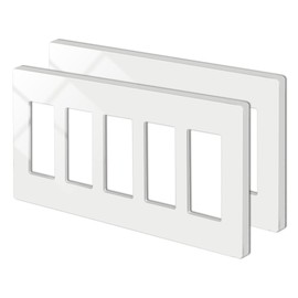 2 Pack BESTTEN 5-Gang Screwless Wall Plate, USWP4 Off White Decor Series, Decorator Outlet Cover, for Light Switch, Dimmer, GFCI, USB Receptacle, H4.69” x W10.18”, ETL Listed