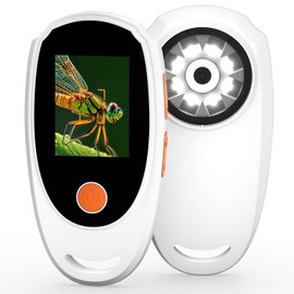 BWVV 500X Handheld Digital Microscope with 2.0" IPS Screen, Portable USB Rechargeable Microscope with 8 LED Lights for Coin Inspection, PCB, Jewelry and Small Object Viewing（White）