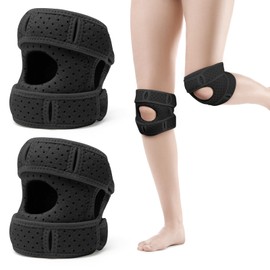 Pack of 2 Wellness Patella Knee Brace, Knee Brace for Stress Reduction, Adjustable Knee Support, Stabilising Knee Aid, Breathable Knee Splint for Runner's Knee, Jumper Knee (Black)
