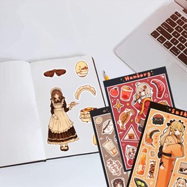 FOSDICK 32 Pcs Cartoon Mädchen Charaktere Sticker Set, Cute Stickers, Lustige Aufkleber Kinder, Multi Stile Sticker Mädchen, Vinyl Sticker für DIY Dekoration Tassen Laptop Scrapbooking