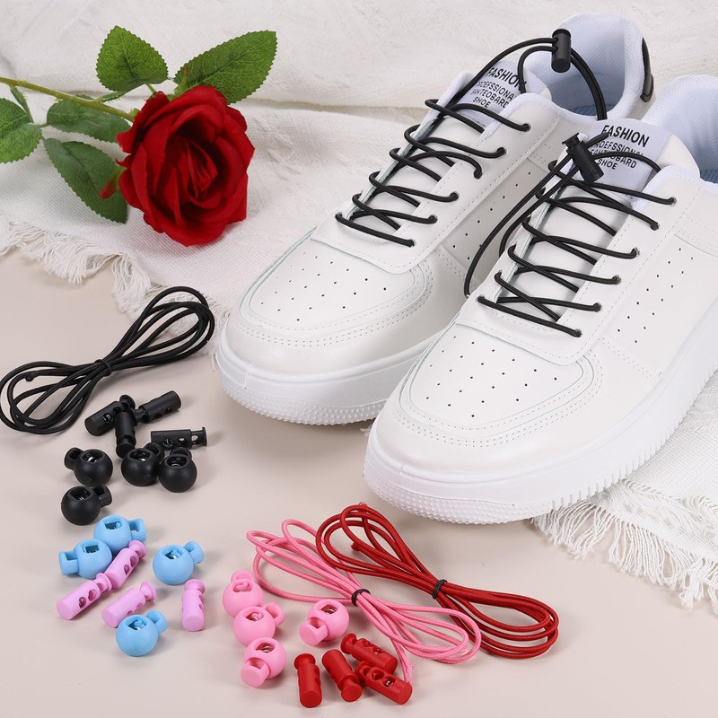 sourcing map 25 Pcs Double Hole Cord Locks with 39Inch