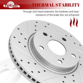 YXPCARS Front & Rear Drilled Slotted Rotors and Ceramic Disc Brake Pads Kit for Lexus Hs250H 2010 2011 2012, for Toyota Rav4 2016-2017 Le