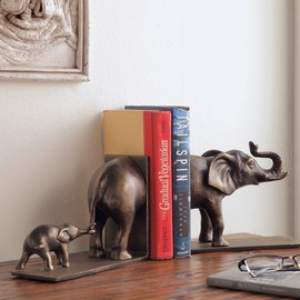 SPI Aluminum Elephant and Baby Bookends
