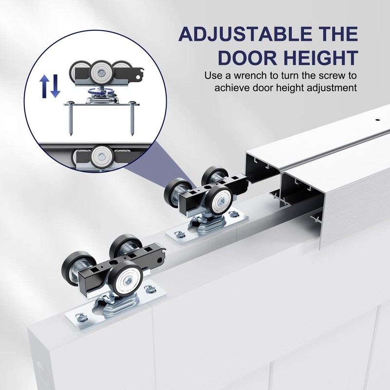 COSHOMER 4FT Bypass Door Hardware, Closet Door Track Kit, Top-Mounted