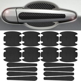 Juego de 16 protectores para manijas de puerta de coche, fibra de carbono negra, accesorios exteriores para la mayoría de manijas de coche