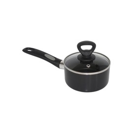 Mirro A79721 Get A Grip Aluminum Nonstick Sauce Pan with Glass Lid Cover Cookware, 1-Quart, Black -