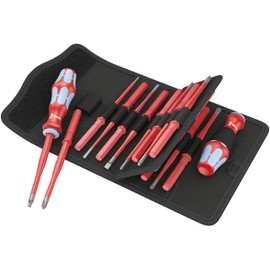 Wera - 05059041001 - Insulated Screwdriver Interchangeable Blades Set, Kraftform Kompakt VDE Stainless 17 Extra Slim 1, 17 Pieces