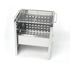 HAWOK Stainless Steel Folding Outdoor Stove with Carrying Bag and Stainless Steel Grill, 8.7"L x 7.5"W x 9.5"H, Portable Wood Burning Grill