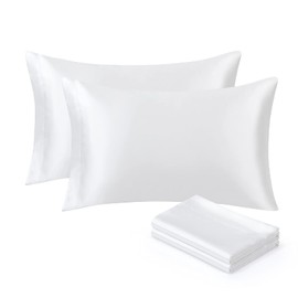 Ersmak Satin Pillowcase Standard Set of 4, Ultra Soft & Silky Satin Pillow Cases for Hair and Skin, Wrinkle Fade Resistant Pillow Covers with Envelope Closure (Ivory White)
