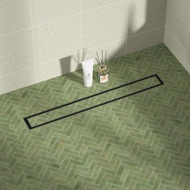 Bernkot Linear Shower Drain 24", Matte Black Floor Drain with Tiled Insert Grate & Hair Strainer, 304 Stainless Steel Bathroom 2-in-1 Tiled in Drain, CUPC Certified (Matte Black, 24'')
