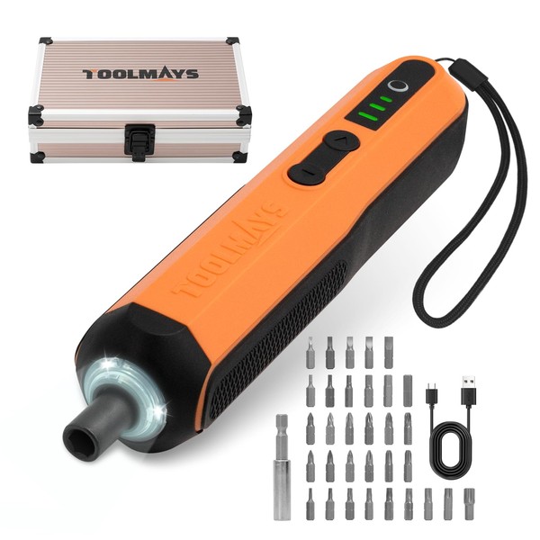 TOOLMAYS 4V Cordless Screwdriver Set, 32-Piece CRV Bit Set, 1.5Ah