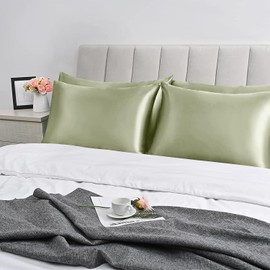 Imperial Rooms Satin Pillowcase 10 Pack – Satin Silk Pillowcases for Hair and Skin, Gifts for Women – Mint Pillow cases with Envelope Closure (50x75 cm)