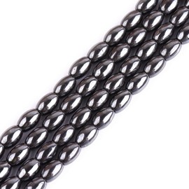 Pack of 65 Hematite Beads Black Beads 6 mm x 4 mm Oval Strand Non-Magnetic Synthetic Hematite Loose Beads Charms