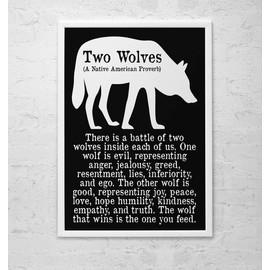 The wolf you feed silhouette poster or print unframed
