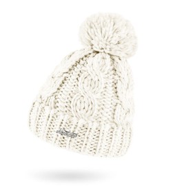 Neverless® Women's Chunky Knit Knitted Bobble Hat Cable Knit Pattern Winter Hat Envelope, White