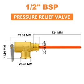 GASHER 1/2" BSP RV Water Heater Temperature and Pressure Relief Valve with Epoxy Coated Probe for Hot Water Heating Tank