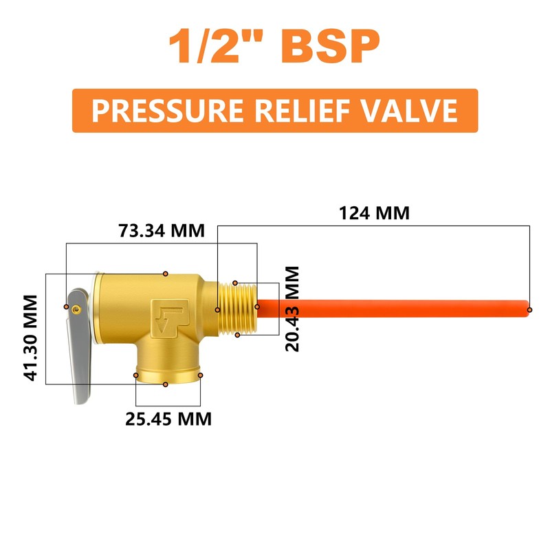 GASHER 1/2" BSP RV Water Heater Temperature and Pressure Relief