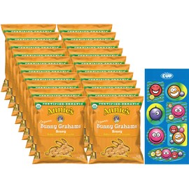 Annie's Organic Baked Graham Snacks Honey Bunny Grahams (Pack of 20) with By The Cup Stickers