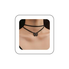 Xduargs Boho Layered Velvet Choker Necklace Black Hollow Butterfly Necklace Vintage Butterfly Pendant Necklace Adjustable Butterfly Ribbon Necklace Jewelry for Women