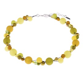 Adi-Modeschmuck Amelie Necklace Elegant Interwoven Blend of Polaris and Glass Beads in Attractive Colour Combinations Handmade in Berlin, Brass, Glass