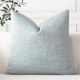 OTOSTAR Linen Throw Pillow Cover Set of 1 Decorative Square Pillowcases Cushion Covers 22x22 Inch for Home Decor Sofa Bedroom Car 55 x 55CM Blue Grey