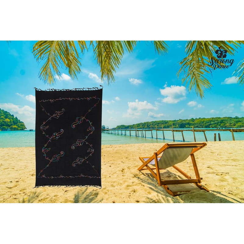 Ciffre Sarong Pareo Wrap Skirt Beach Towel Cloth Opaque Embroidery,