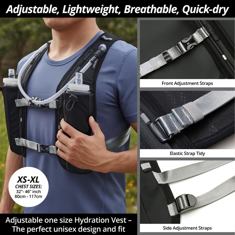Running Hydration Vest for Women and Men, 8 Pocket, Quick