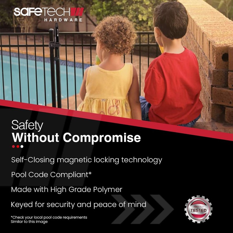 Safetech Hardware 10-inch Magnetic Top Pull Pool Gate Latch -