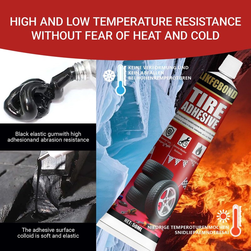 LIKFCBOND Tire Repair Adhesive, 3.38 floz, Sidewall Rubber Cement Kit