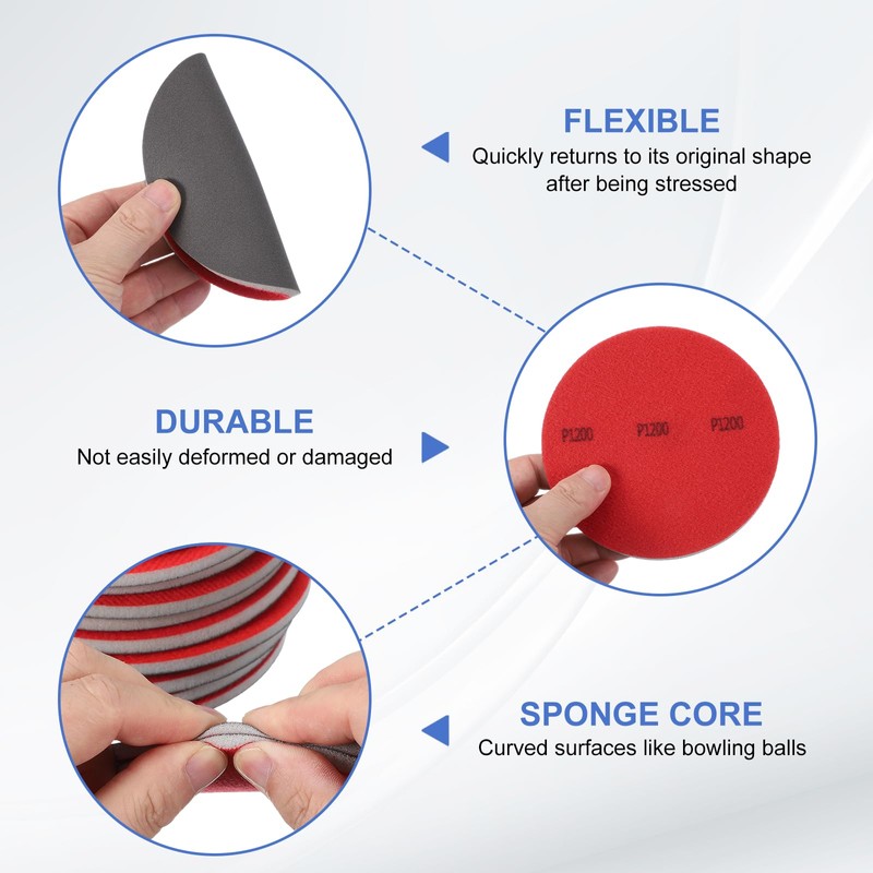 YELARXI Bowling Ball Sanding Pads, Hook and Loop Sanding Sponge