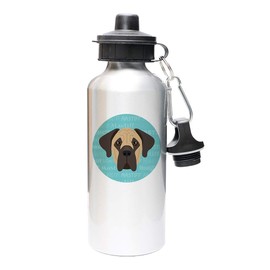 Mystic Sloth Adorable Dog Breed Design 20oz Aluminum Water Bottle with Carabiner and Choice of Lids (Silver, Mastiff)