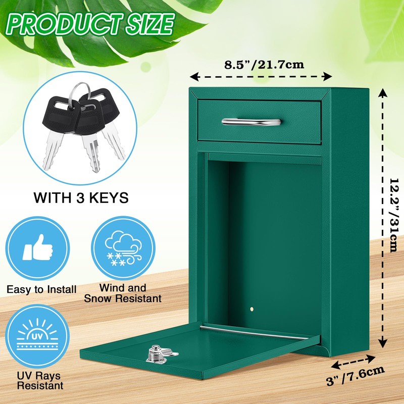 Yaocom Locking Mailbox with Key for Outdoor 12.2 x 8.5