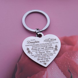 To My Daughter keychain I Love You Inspiration Christmas Birthday Gifts Heart Pendant Jewelry Keychain from Mom