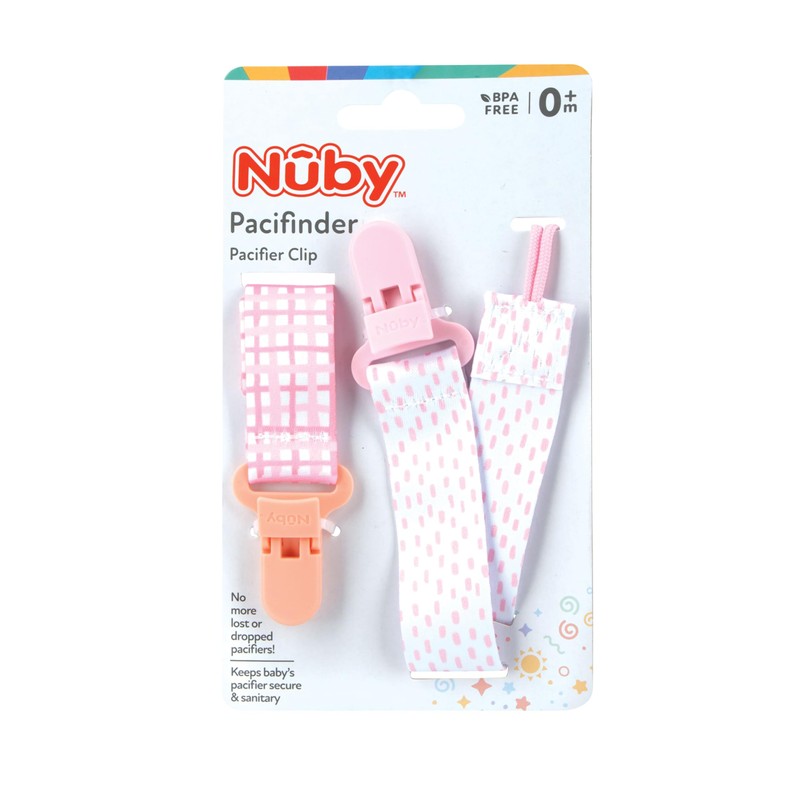 Nuby Infant's 2-Pack Pacifinder Pacifier Clips, Colors May Vary