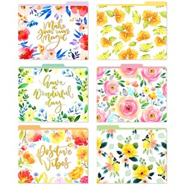 Paper Master File Folders Letter Size – 12 Pack Premium Waterproof File Folders Decorative in Wonderful Colors & Flora Designs - Colored File Folders with tabs - 10 x 12 Inches