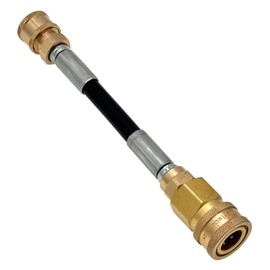 M&M Smartek Pressure Washer Quick Coupling Female 1/4 Inch to 3/8 Inch Connector - 20 cm Long, Brass Socket & PVC Hose, 160 Bar