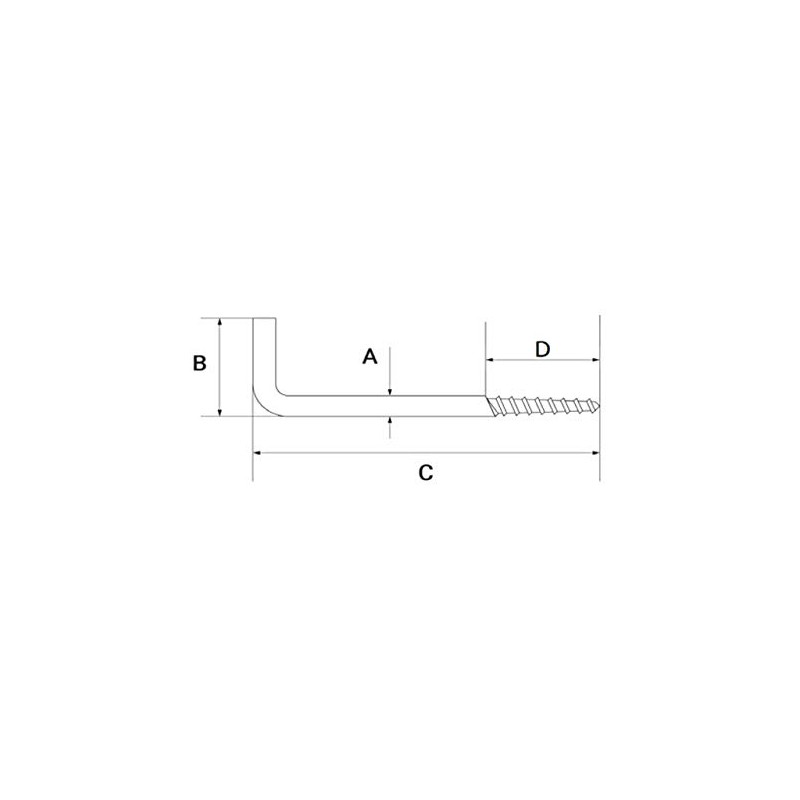 Graphskill Square 'L' Hook with Wood Screw Thread - 3