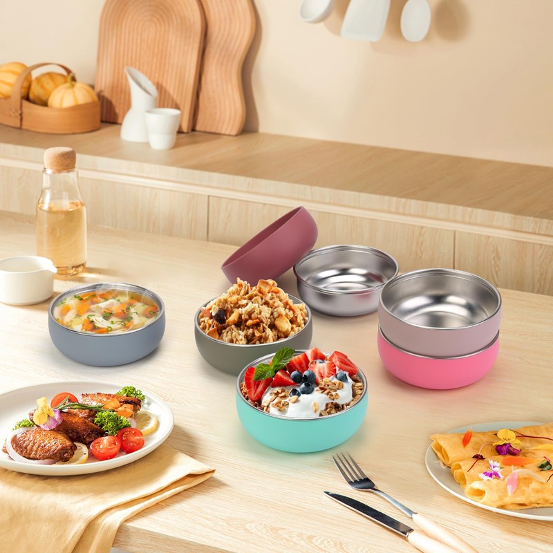 ShineMe Stainless Steel Bowls for Kids, 6 pack Toddler Bowls