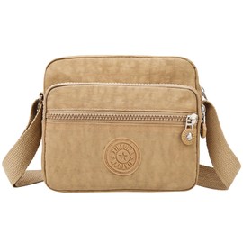 KYSUN Crossbody Bag Women's Shoulder Bag Lightweight Sporty Shoulder Bag Girls Nylon Shoulder Bag Crossbag Women's Wide Strap Gift for Women Shopping, Travel, School, Medium x khaki