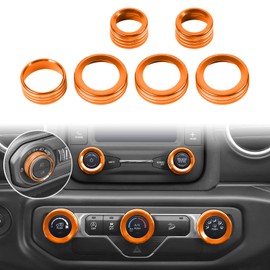 Voodonala Air Conditioner Headlight Center Console Switch Knob Trim for Jeep Wrangler JL JLU 2018-2024+ & Gladiator JT Truck Interior Accessories,Orange Aluminum Alloy(Only Fit Specific Dial Panel)…