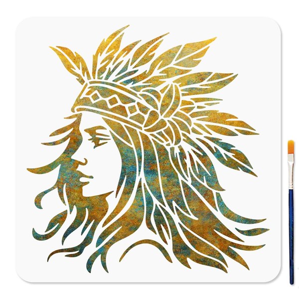 MAYJOYDIY Native American Woman Stencil, 30x30cm, Reusable Drawing Template with