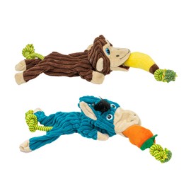 Pet Factory Tug & Chomp Squeaky Plush Dog Toy, Randomly Selected - Monkey OR Donkey, One Size